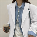 Fongt Celebrity Hanging Feeling Fried Street Small Suit Jacket Female Spring And Autumn Korean Version Of The British Wind Loose Casual White Suit Jacket-Outfit