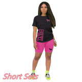 Letter Print Short Sleeves Tshirt Tops + Pants Casual Two Piece Set Summer Women Tracksuits Sport 2pcs Outfits