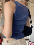 Heart Rhinestone Rib Crop Tank Top-Outfit