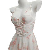 Fongt Fishbone Corset Female Gathering Small Breast Sexy Pure Lust High-End Net Yarn Set Shredded Flowers With Pajamas Set