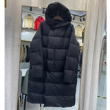 2024 Korean Version Of The Long Over The Knee Down Jacket Female Jiangnan With The Same Thick Loose Show Thin White Duck Down Hooded Coat-Outfit