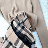 Brown Plaid Pleated Mini Skirt-Outfit