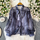 Fongt Ancient Port Style Design Sense Niche Shirt Women Autumn New French Temperament Age Reduction Lantern Sleeve Chic