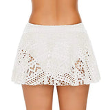 Summer Bikini Skirt Swimwear Women Casual Lace Hollow Out Beach Skirt Mini Waist Skirted Bikini Bottom Swimsuit Dress-Outfit