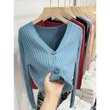 Fongt Knitted V-Necked Cardigan Trend New Thin Shirt Sweater Coat Short Top