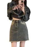 Fongt Fashion Suit Women's Short Jacket Jacket Autumn New Package Hip Skirt Temperament Skirt Two Set-Outfit