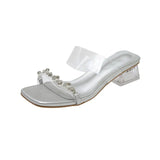 Fongt This Summer New Wearing Slippers Women's Water Drill Fairy Style Dress Thick And Transparent Crystal And Cool Drag