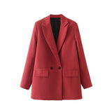 And Summer 2024 New Simple Loose Double-Breasted Suit Jacket New Suit For Women In Spring And Autumn-Outfit