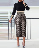 Fongt Women's Clothing 2023 Spring And Summer New Long-Sleeved High-Collar Open Fork Waist And Hip