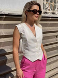 Fongt Color Y2K2025 Summer Leisure Repair Vest Sleeveless Vest Short Blouse Women A19531