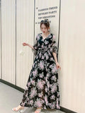 Fongt New Sling Style High-Waisted Dress Temperament Commuter National Style Dress With Inner Lining