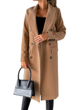 Fongt Women's Spring 2025 New Coat With Hair, Coat Solid Long-Sleeved Double-Buttoned