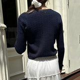 Solid Color Cable Knit Round Neck Cardigan-Outfit