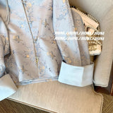 Chinese Blue Jacquard Buckle Coat Women's Spring 2024 New Improved Cheongsam Zen Vintage Blouse-Outfit
