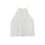 Spring Style Elegant Holiday Style Sling Sleeveless Shirt-Outfit
