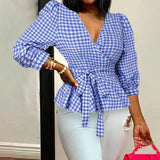 Deep V-Neck Leopard Print Belted Fashion