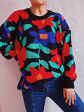 Embroidery Sweater Women Jumper O-neck Loose Thick Casual Female Sweaters Pullover 2022 Colorful Fashion Long Sleeve