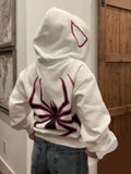 Puff Print Embroidered Zipper Hooded Street