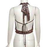 Leopard Print Cowl Deep Neck Backless Top-Outfit