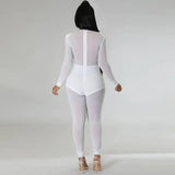 Mesh Patchwork Sheer Night Club Bodycon Jumpsuit for Women See Through One Piece Rompers Clubwear Party Birthday Outfits-Outfit