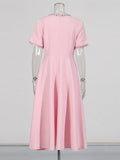 Dress Spring And Autumn Premium Sense 2025 New Diamond Round-Neck Collage Bow Fashion Design Feeling Waist Long