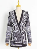 QUALITY Newest 2023 Stylish Designer Jacket Women's V-neck Long Sleeve Luxurious Metallic Beaded Long