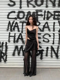 Asymmetric Top & Skirt Pants Two Piece