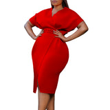 Fongt With Belt Women's New Fashion V-Neck Sexy Open Fork Dress Dress Dress Dress