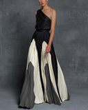 Fongt Spring And Summer New Women's Clothing Match Stitching Sexy Out-To-Shoulder Dress Dress Dress