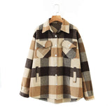 Autumn Women's Wear Urban Leisure Woolen Plaid Shirt Jacket-Outfit