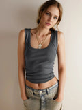Spring And Summer 2024 Women's Hot Girls Slim Slim Sleeveless Top Pure Desire Bottom Vest-Outfit
