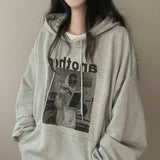 Vintage Print Oversized Hoodie-Outfit