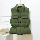 Down Vest Women Short Vest Windbreaker Lightweight Coat Warm Waistcoat Female White Duck Down Coat Sleeveless