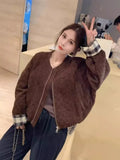 Fur One Lamb Wool Thick Advanced Sense Coat Female Autumn Winter 2024 New Korean Short Style Jacket-Outfit