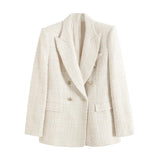 Fongt Women's 4 Color Texture Double Buckle Long Blazer Women K2 New Autumn