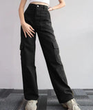 Street Style Straight Leg Cargo Pants-Outfit