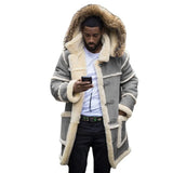 Fongt Men's Bag Youth Solid Color Splicing Casual Repair Hooded Winter Coat