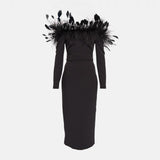 Fashion Dress Women 2025 Early Spring New Ostrich Hair Splicing Design With A Long-Sightbrowed