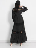 White Loose Dress For Women Stand Collar Long Sleeve High Waist Cut Out Solid Midi Dresses Female Spring