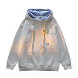 Fongt Little Bear Lattice Hoodie Women's Autumn And Winter New Loose Lazy Design Couple Open Shirt Coat