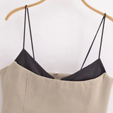 New Splicing Design Short Halter Top 3583586-Outfit