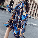 Printed Casual Women's Single-breasted Blouse Vintage High Street Loose Long Sleeve Blouse Female Clothing Spring Summer-Outfit
