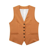 Fongt 2023 New Women's Linen Blend, Vest, Vest And Shorts Set-Outfit