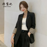 Spring And Summer New Korean Solid Color Small Suit Jacket Women's Casual Loose Coat Temperament Small Fragrant Style Suit Trend-Outfit