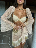 Small Pit Strip Solid Three-Point Bikini Short Skirt Split Swimsuit Set 2025 New Beach