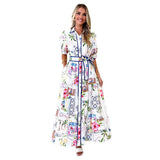 Fongt Women's Explosive Cotton Flowers Printed With Short-Sleeved Dress Women