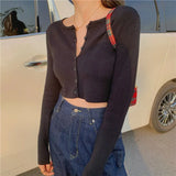 New Summer Thin Knitted Cardigan Women Spring Long Sleeve Basic Cropped Sweaters Female Casual Short Jumper