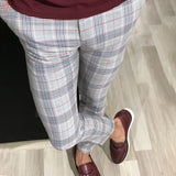 Fongt New Men's Casual Dating Men's Lattice Solid Nine-Point