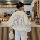 Letter Print Pullover Oversized Sweatshirt-Outfit