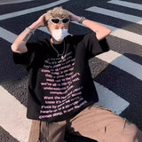 Fongt High Street Loose Letter Print Short-Sleeved T-Shirt Man Hip-Hop Pure Cotton Half-Sleeved Top